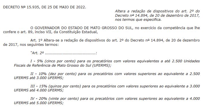 Governo publica novos valores para pagamento de precatórios