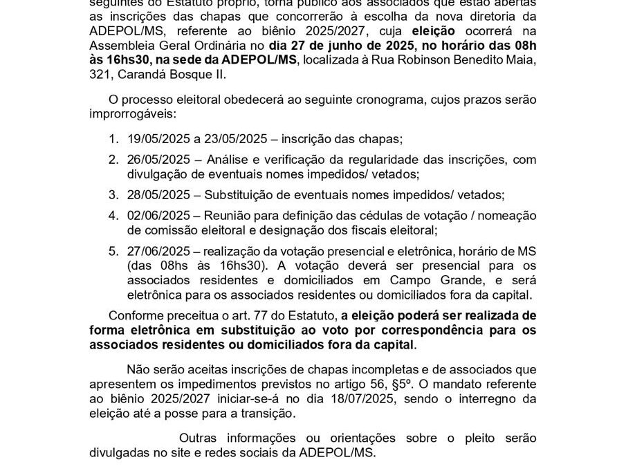 Edital de convocação